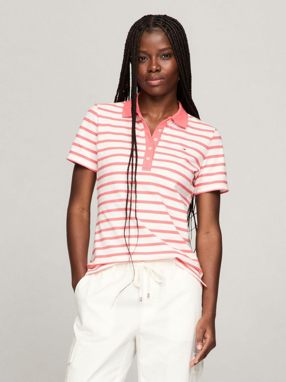 Tommy Hilfiger Women's Stripe Stretch Cotton Polo Product Image