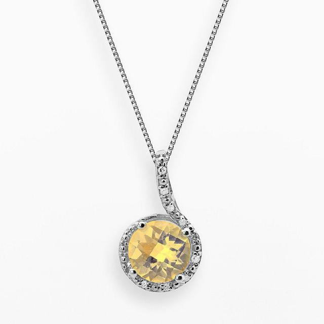 Gemminded Sterling Silver Citrine and Diamond Accent Pendant, Womens Orange Product Image