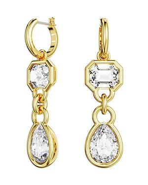 Swarovski Gold-Tone Mixed Crystal Double Charm Hoop Earrings Product Image