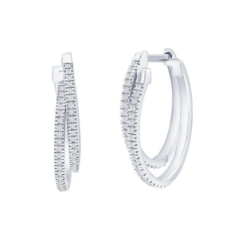 Divine Gold Sterling Silver Overlapping Diamond Accent Hoop Earrings, Womens Product Image