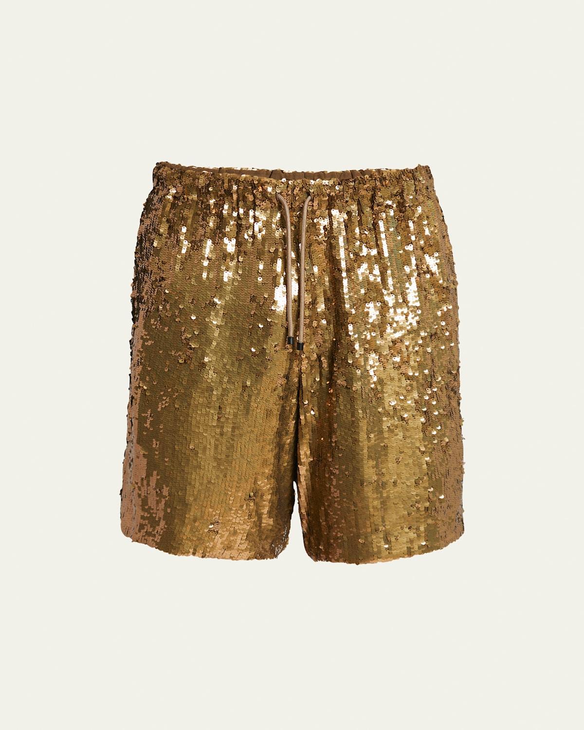 Mens Shiny Paillette Drawstring Shorts Product Image