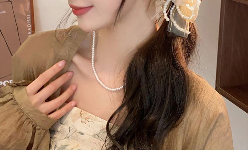 Faux Pearl Ribbon Hair Claw Product Image