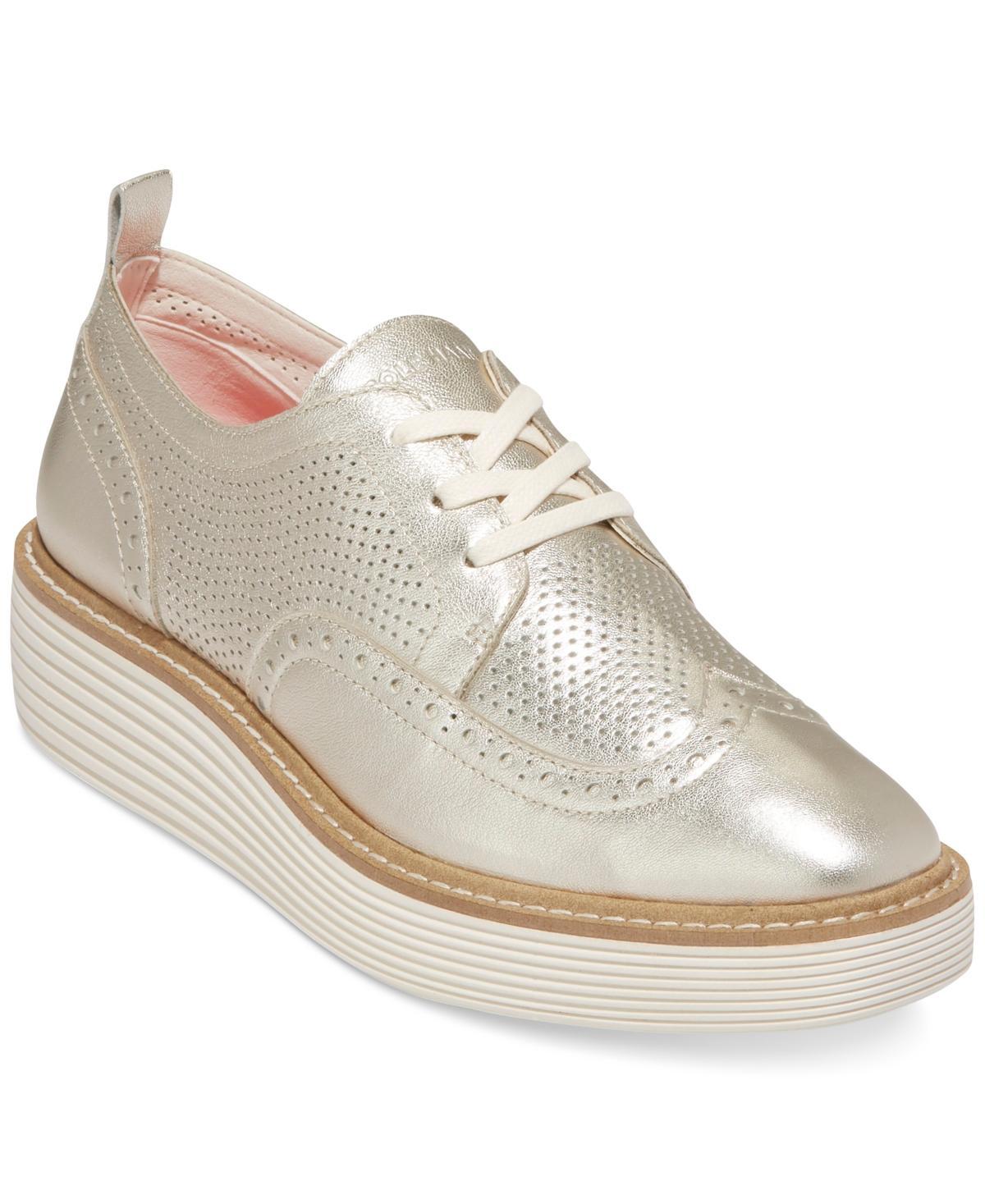 Cole Haan Womens OriginalGrand Wingtip Platform Oxfords - Gold Talca Product Image