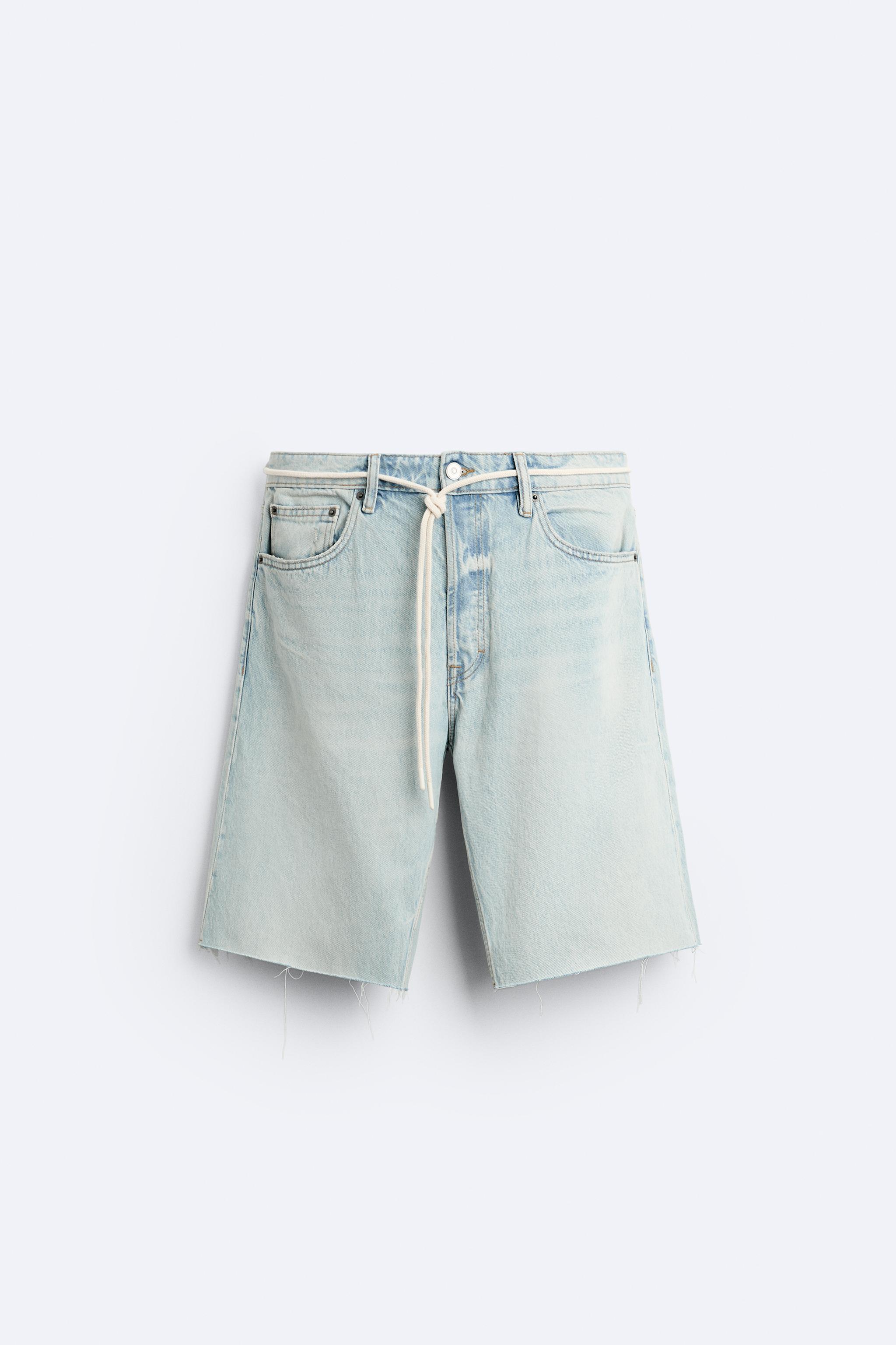 BELTED DENIM SHORTS Product Image