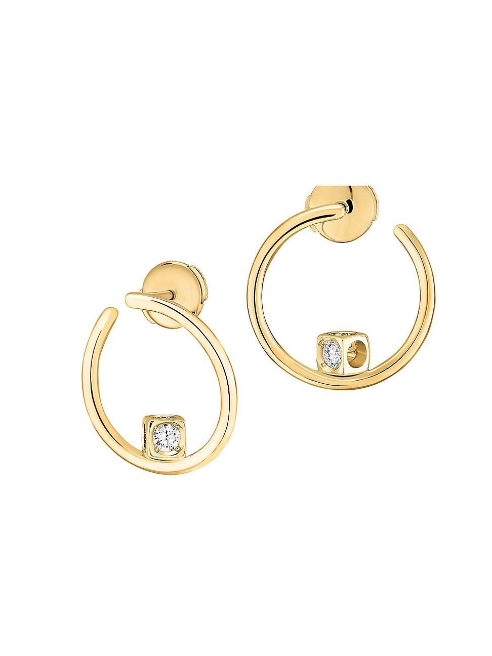 Womens Le Cube Diamant 18K Yellow Gold & Diamond Hoop Earrings Product Image