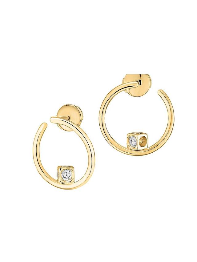 Womens Le Cube Diamant 18K Yellow Gold & Diamond Hoop Earrings Product Image