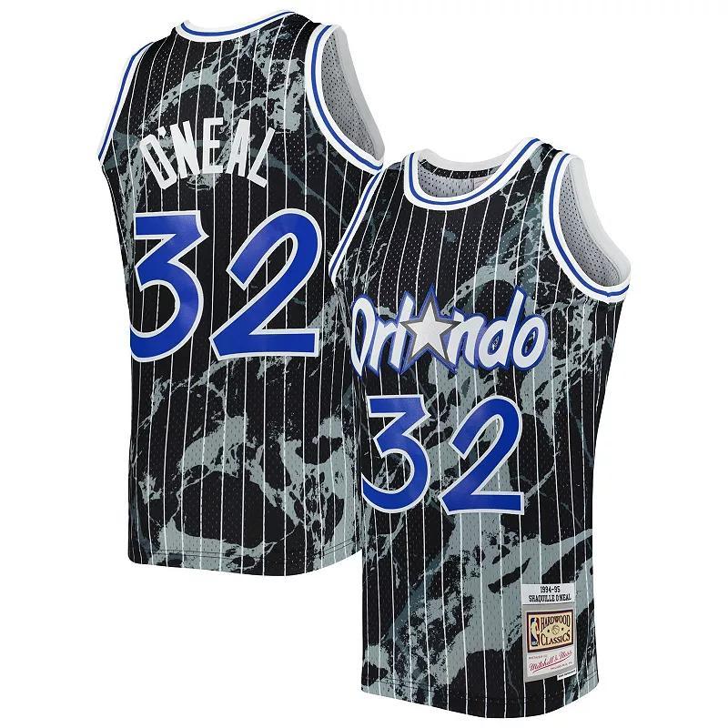 Mens Mitchell & Ness Shaquille ONeal Black Orlando Magic 1994-95 Hardwood Classics Marble Swingman Jersey Product Image