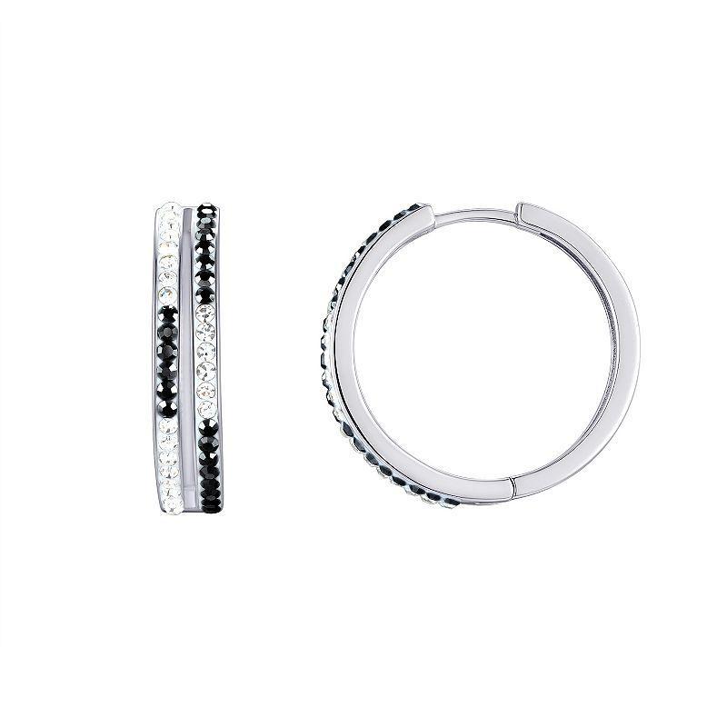 Chrystina White & Jet Hematite Crystal Hoop Earrings, Womens, Black Product Image