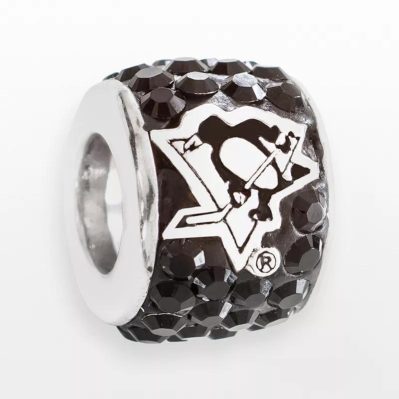 LogoArt Pittsburgh Penguins Sterling Silver Crystal Logo Bead, Womens, Black Product Image