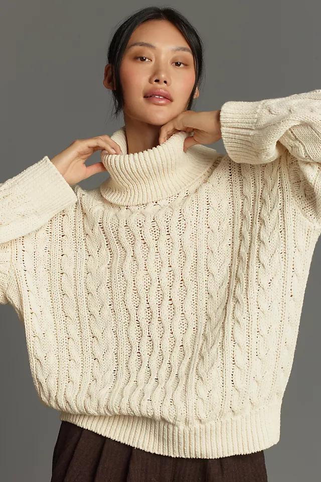 Pilcro Oversized Turtleneck Cable Sweater Product Image