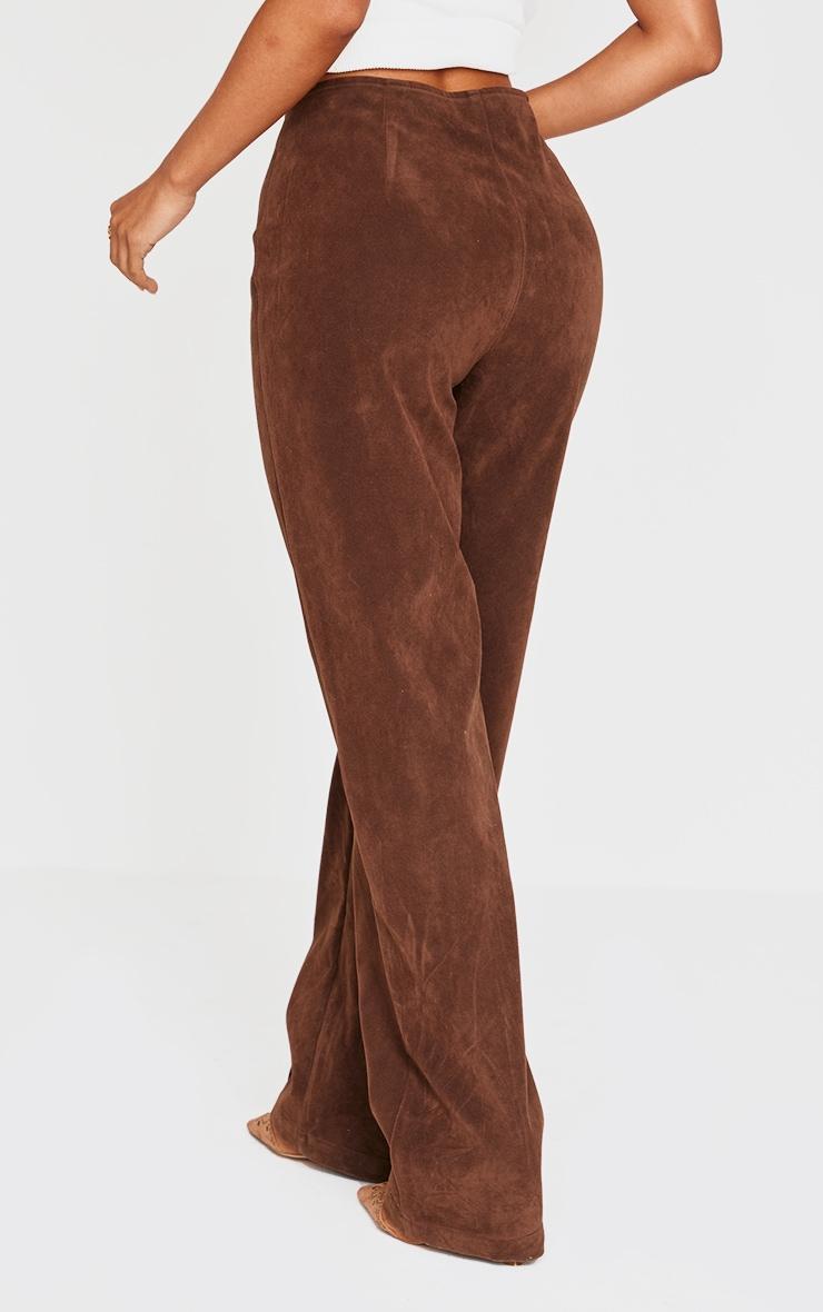 Petite Chocolate Suede Lace Up Wide Leg Pants Product Image