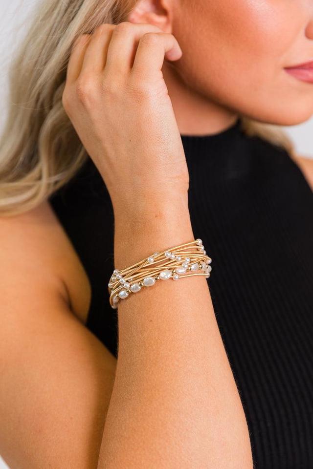 Pearl and Gold Bracelet Set Product Image