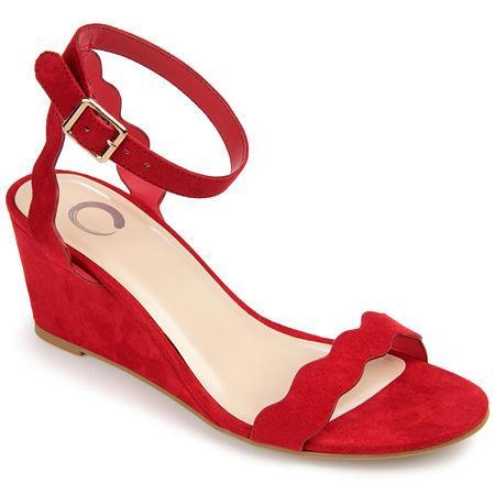 Journee Collection Loucia Womens Wedge Sandals Red Product Image