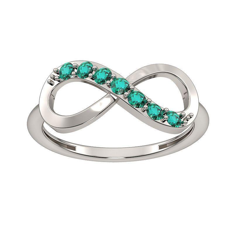 Sterling Silver Lab-Created Emerald Infinity Right Hand Ring, Womens Product Image