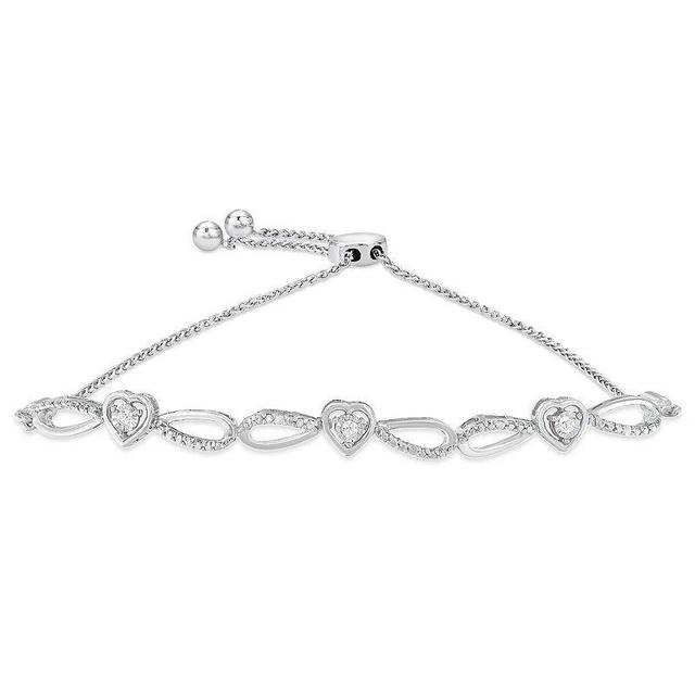 Haus of Brilliance Sterling Silver Diamond Accent Heart & Infinity Adjustable Bolo Bracelet, Womens Product Image