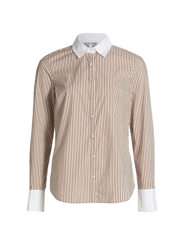 Womens Marisol Striped Cotton-Blend Long-Sleeve Shirt Product Image