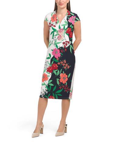 Floral Color Block Sheath Dress for Women | Polyester/Spandex Product Image