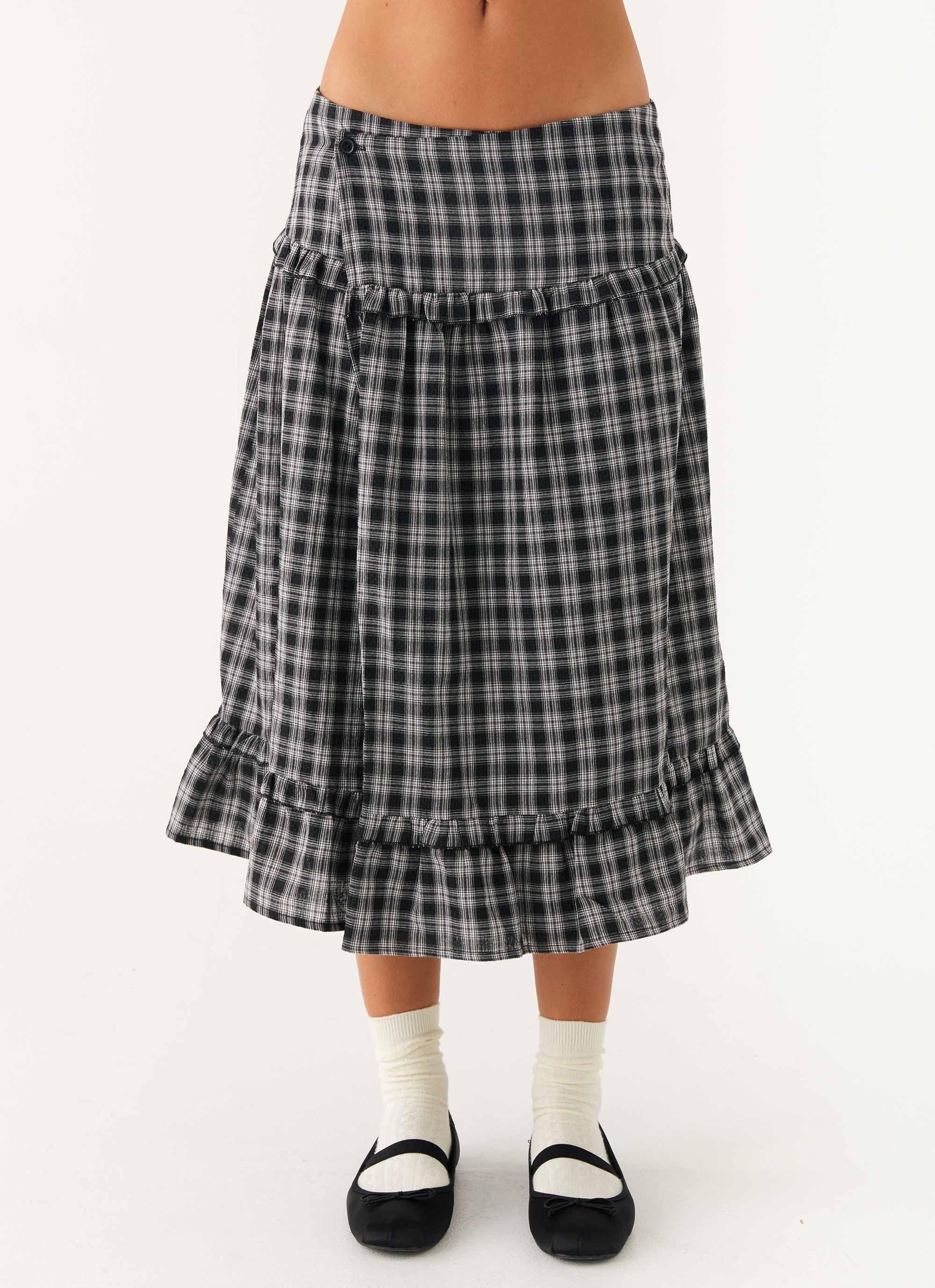 Laura Midi Skirt - White Black Check Product Image