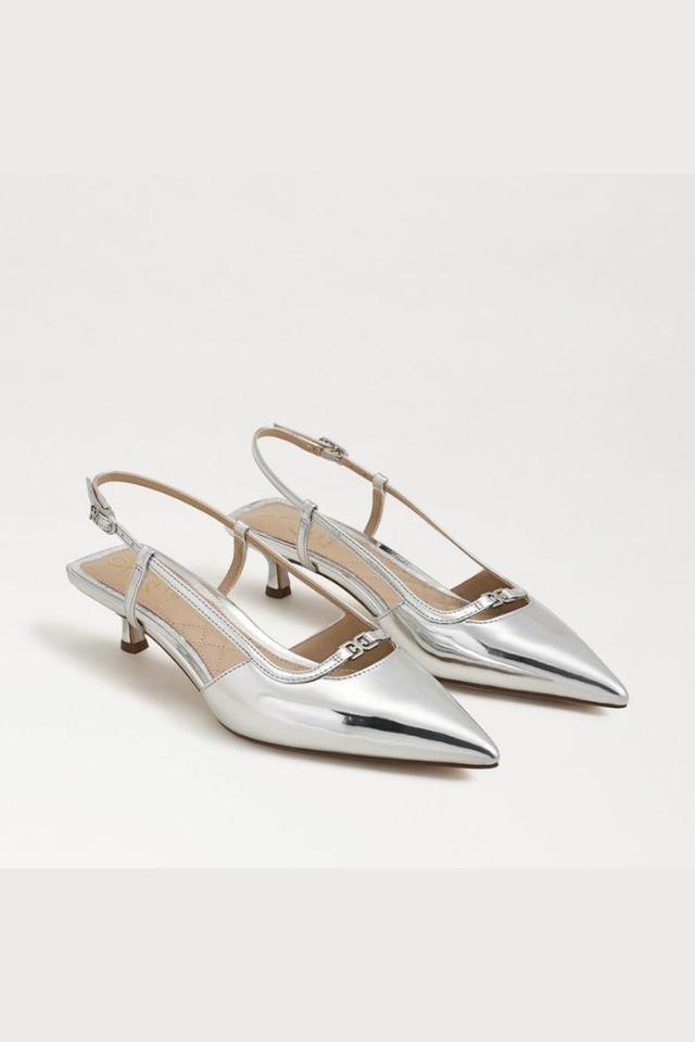 Toni Slingback Kitten Heel - Soft Silver Metallic Product Image