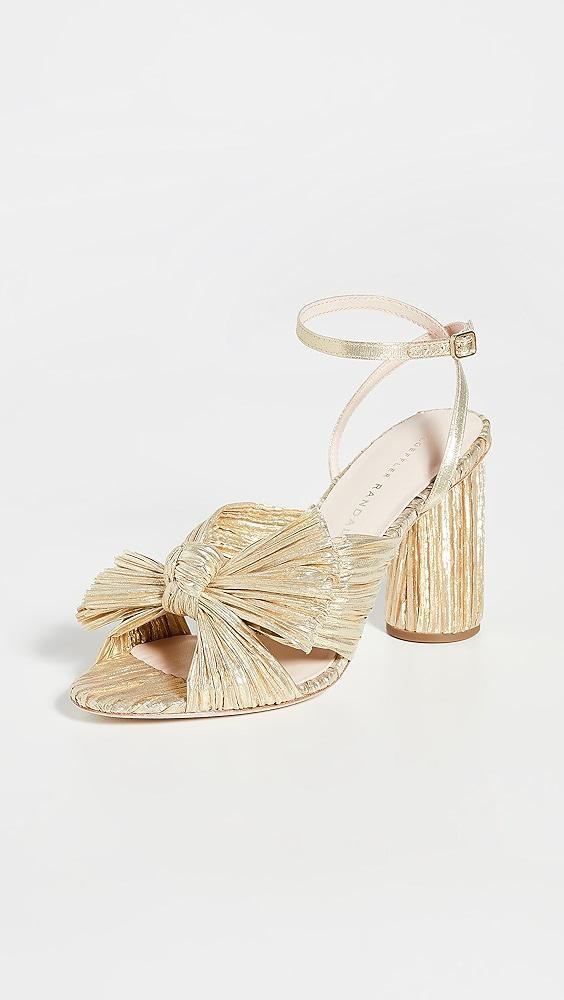 Loeffler Randall Camellia Gold Pleated Bow Heel with Ankle Strap | Shopbop Product Image