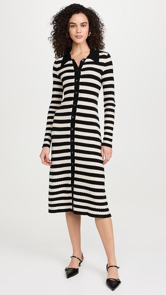 Lingua Franca Morrissey Textured Stripe Button-Thru Dress | Shopbop Product Image