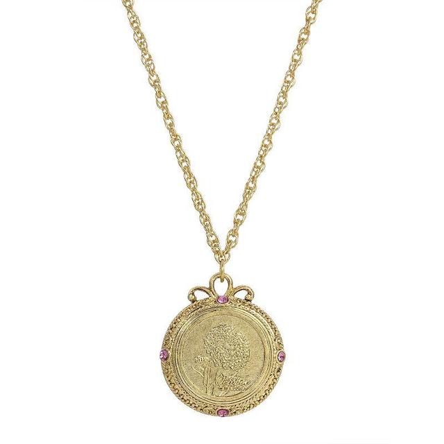 1928 Gold Tone Flower of the Month Pendant Necklace, Womens, September Product Image