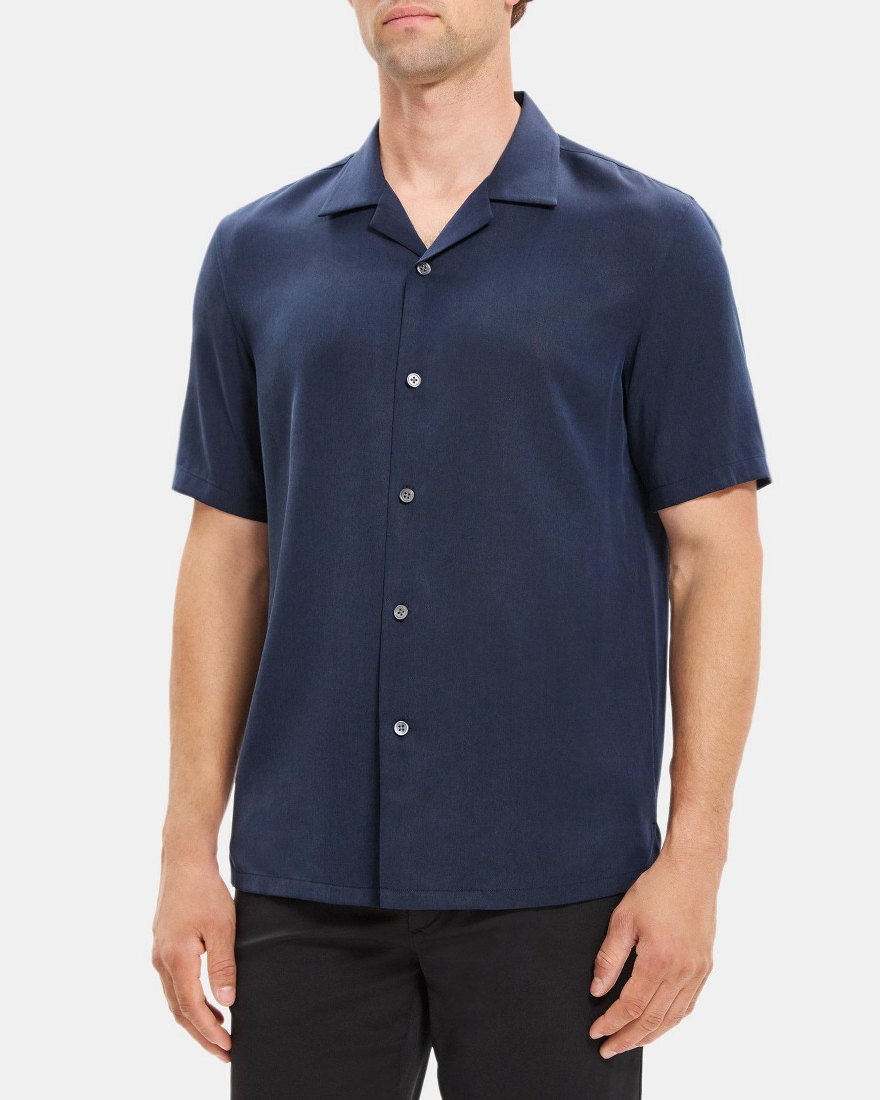 Short-Sleeve Camp Shirt in Tencel-Blend Twill Product Image