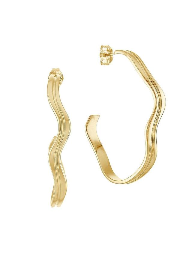 Womens Capri 14K Yellow Gold Wavy Hoop Earrings Product Image