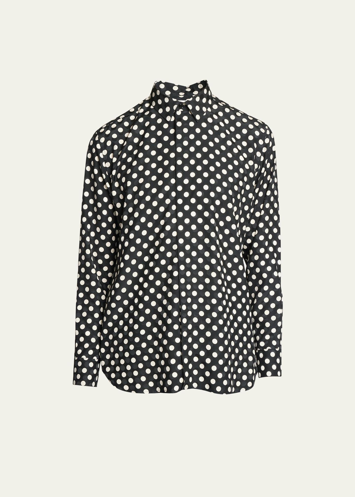 Mens Polka Dot Silk Sport Shirt Product Image