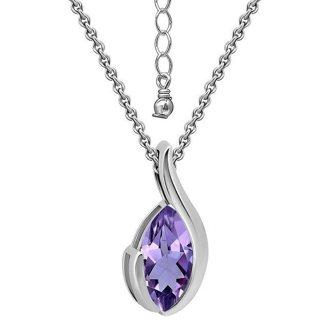 Aleure Precioso Sterling Silver Marquise Gemstone Pendant Necklace, Womens Purple Product Image