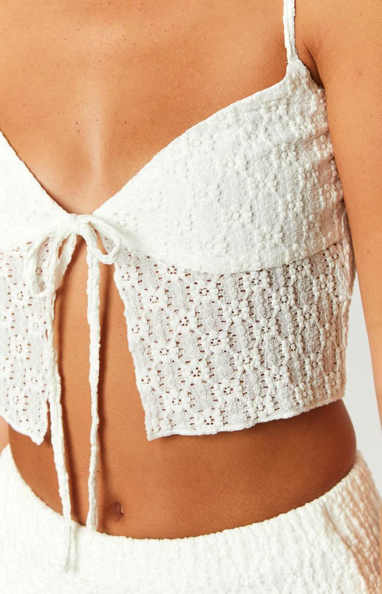 McKay White Tie Up Crop Top Product Image