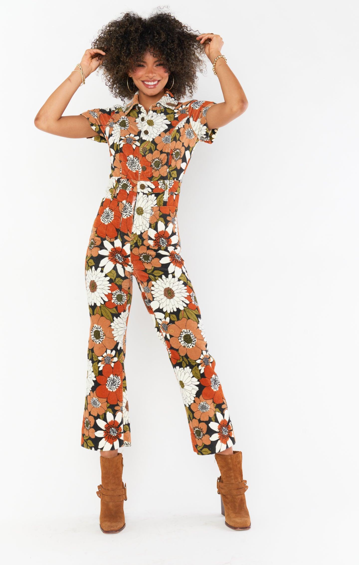 Cropped Everhart Jumpsuit ~ Hutton Floral Corduroy Product Image