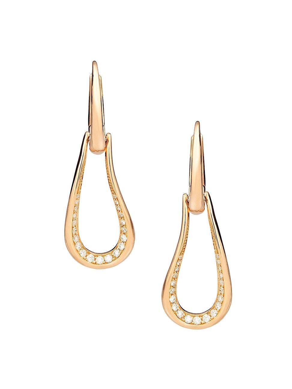 Womens Fantina 18K Rose Gold & Diamond Teardrop Earrings Product Image