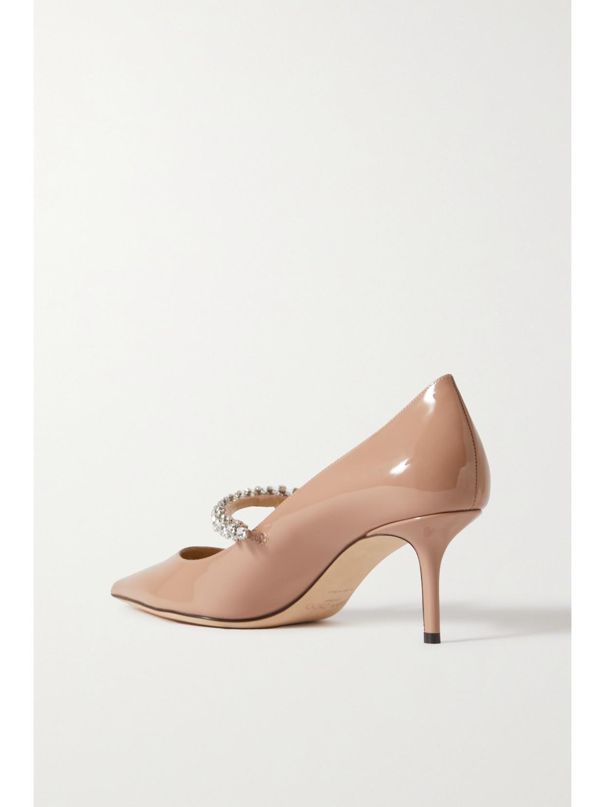 JIMMY CHOO Bing 65 Crystal-embellished Patent-leather Pumps In Pink Product Image