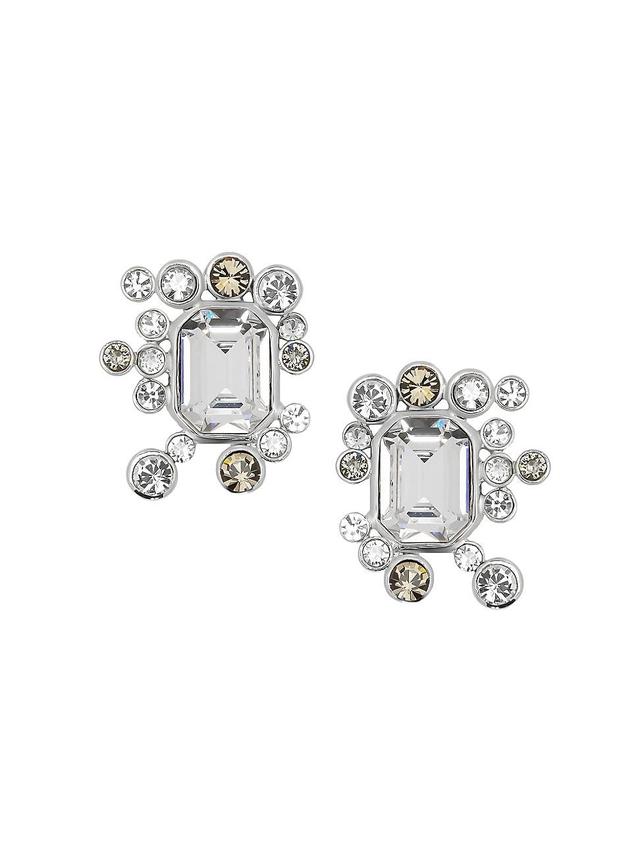 Womens Silvertone & Crystal Stud Earrings Product Image