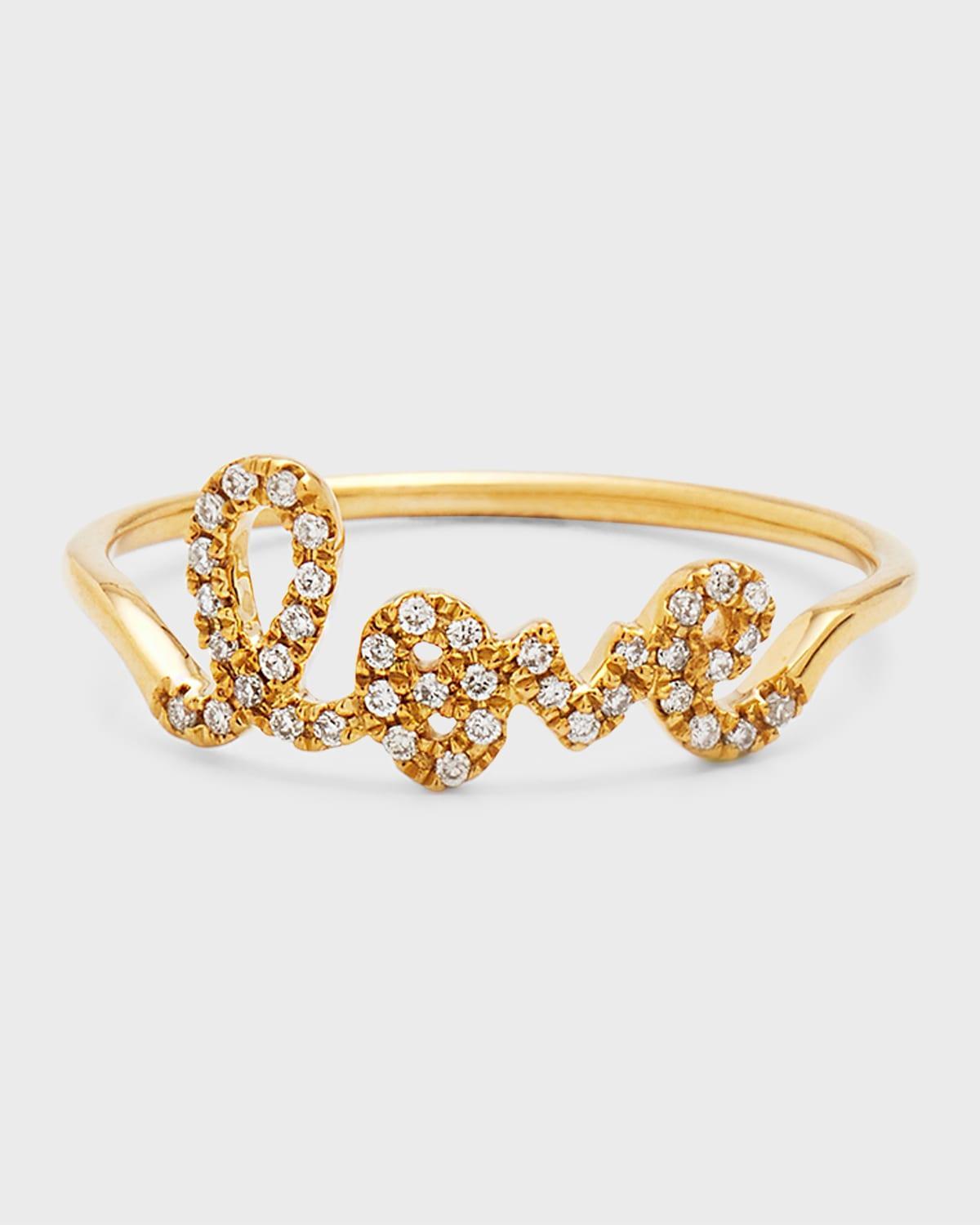 Womens Love Diamond & 14K Yellow Gold Ring Product Image