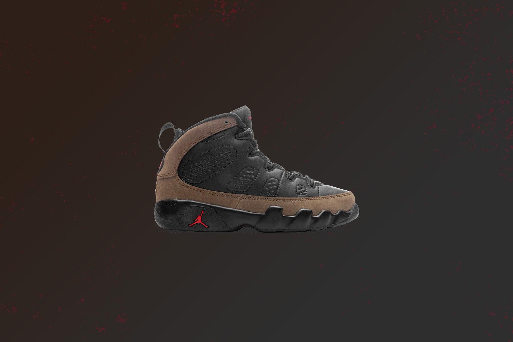 Jordan 9 Retro (PS) - Black/True Red/Light Olive Male Product Image