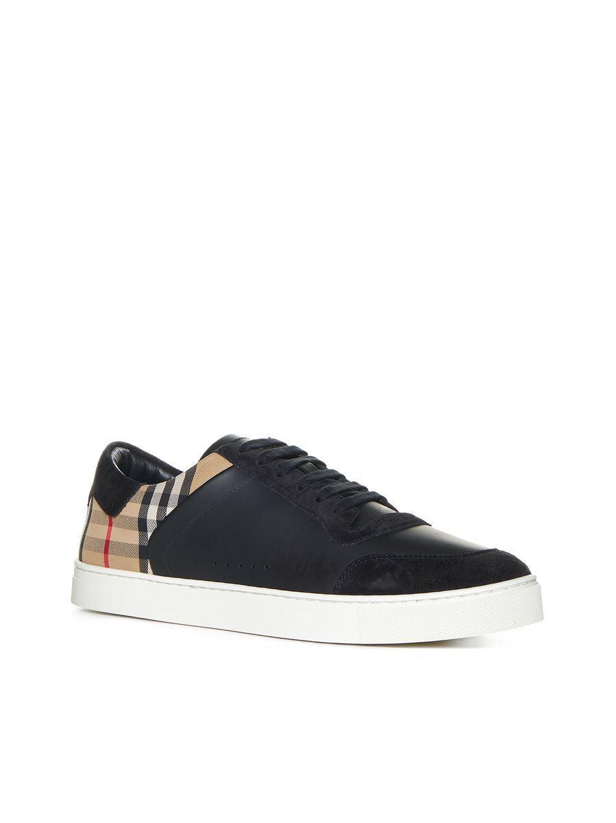 Black Check Low-top Leather Sneakers In Black/arbeige Ip Chk Product Image