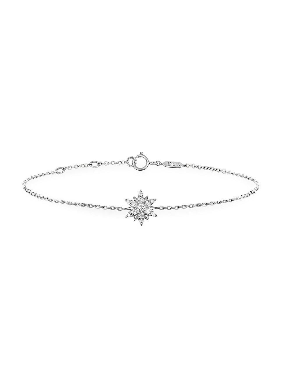 Womens Magic Touch 18K White Gold & Diamond Sun Chain Bracelet Product Image