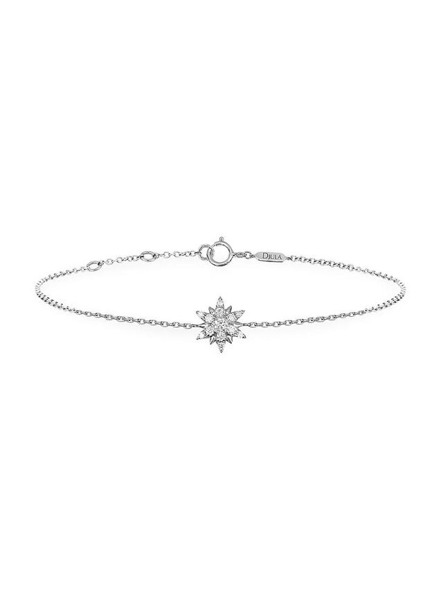 Womens Magic Touch 18K White Gold & Diamond Sun Chain Bracelet Product Image