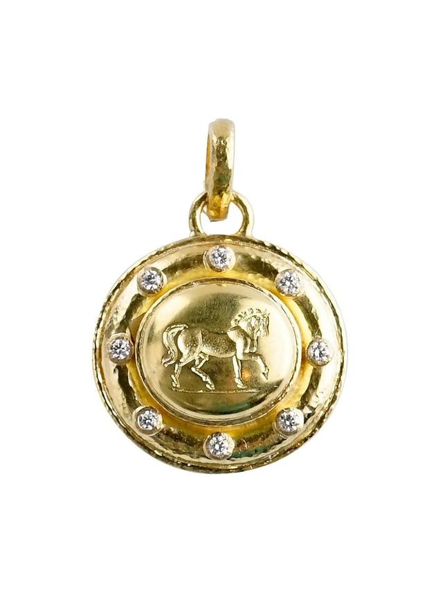 Womens Horse 19K Yellow Gold & Diamond Pendant Product Image