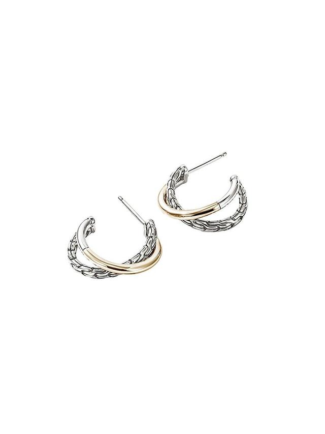 Womens JH Essentials 14K Yellow Gold & Sterling Silver Crossover Earrings Product Image