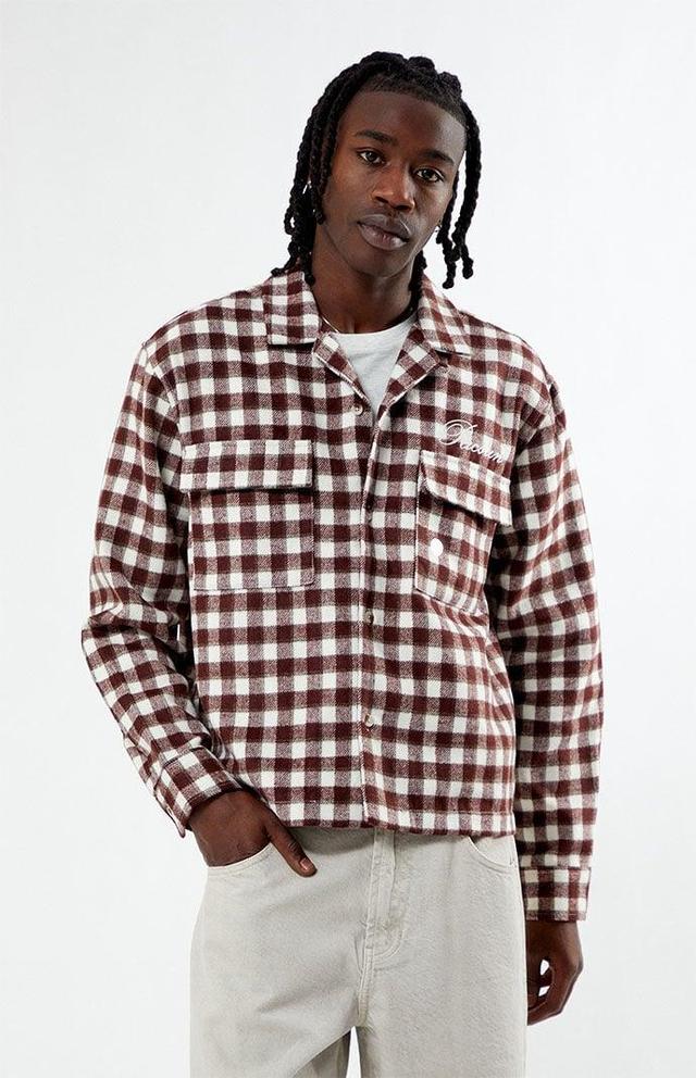 PacSun Mens Cropped Embroidered Flannel Shirtarge Product Image