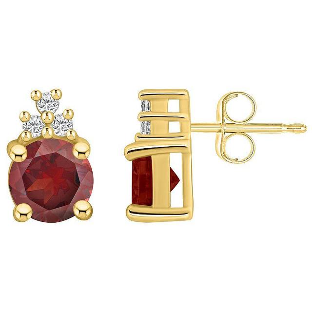 Alyson Layne 14k Gold Round Garnet & 1/10 Carat T.W. Diamond Earrings, Womens, Red Product Image