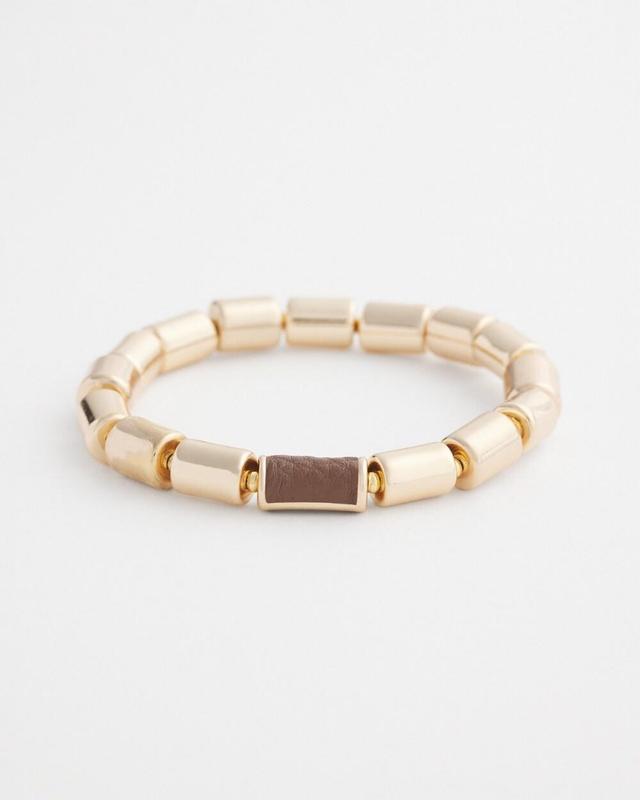 Gold Tone Barrel Stretch Bracelet   Chico's - Gold - Women Product Image