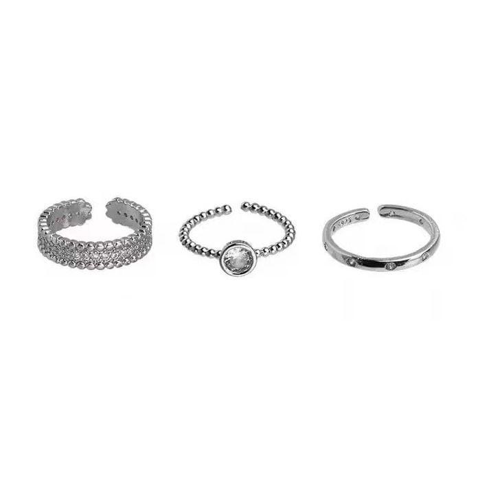 Set of 3: Rhinestone / Alloy Open Ring (Various Designs) Product Image