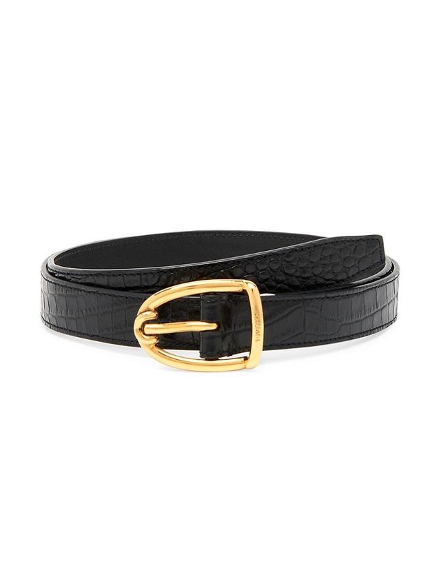 Mens Printed Alligator Angled Buckle Leather Belt Product Image