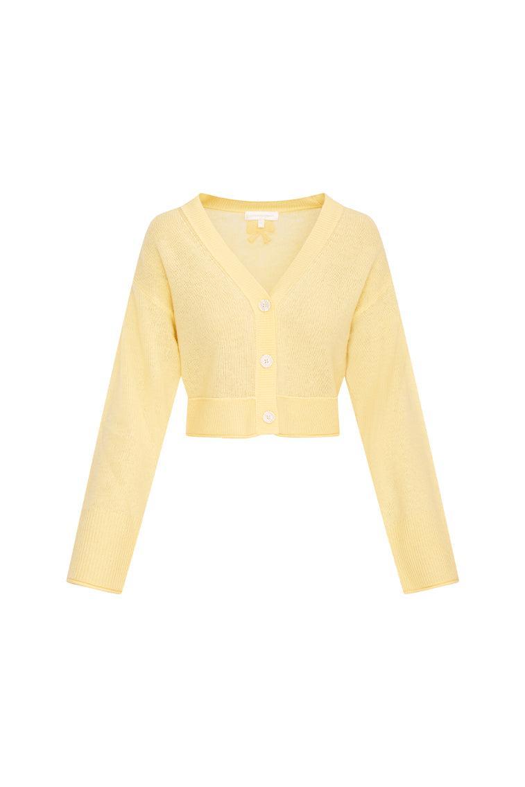 Lawrence Yellow Bow Applique Cardigan Product Image