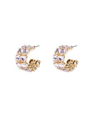 Womens Goldtone & Heart Crystal Hoop Earrings Product Image