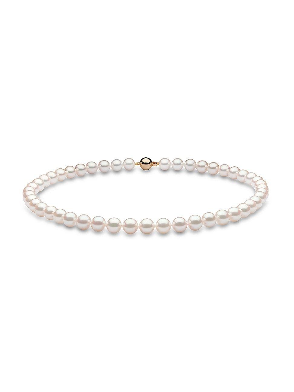 Womens 14K Yellow Gold & 8.5-9MM Akoya Pearl Necklace Product Image